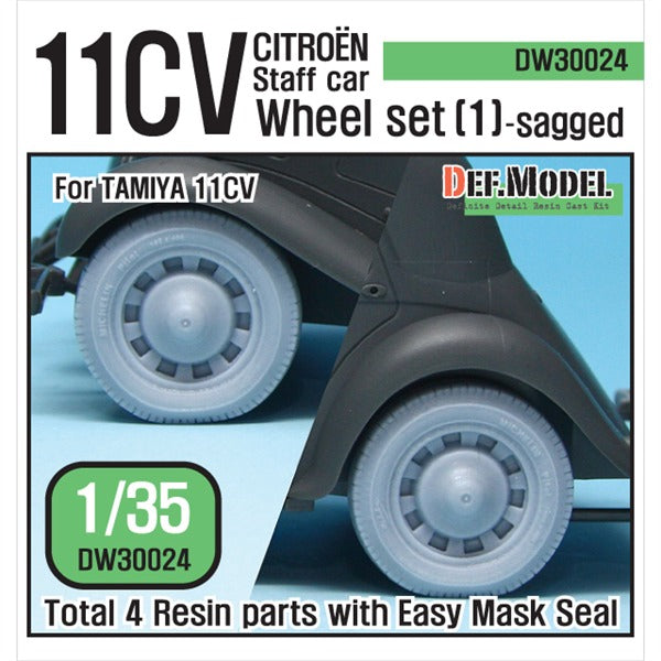 Def Model DW30024 1/35 WW2 11CV Staff car sagged wheel set #1