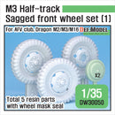Def Model DW30050 1/35 U.S M2/M3/M16 Halftrack Front Sagged Wheel Set (1)