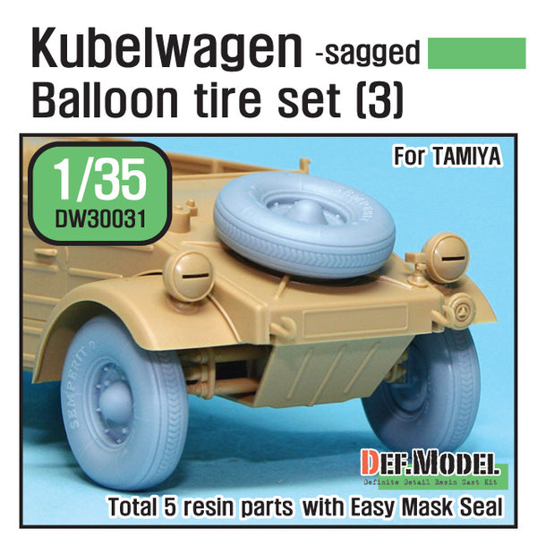 Def Model DW30031 1/35 WWII Kübelwagen Balloon Tire set (3)- sagged