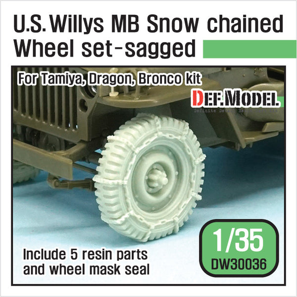 Def Model DW30036 1/35 WW2 U.S. Willys MB Snow Chained Wheel set