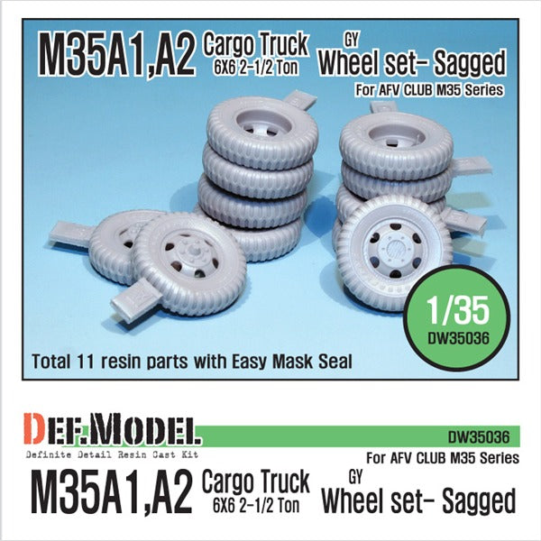 Def Model DW35036 1/35 U.S M35 Cargo truck GY sagged wheel set
