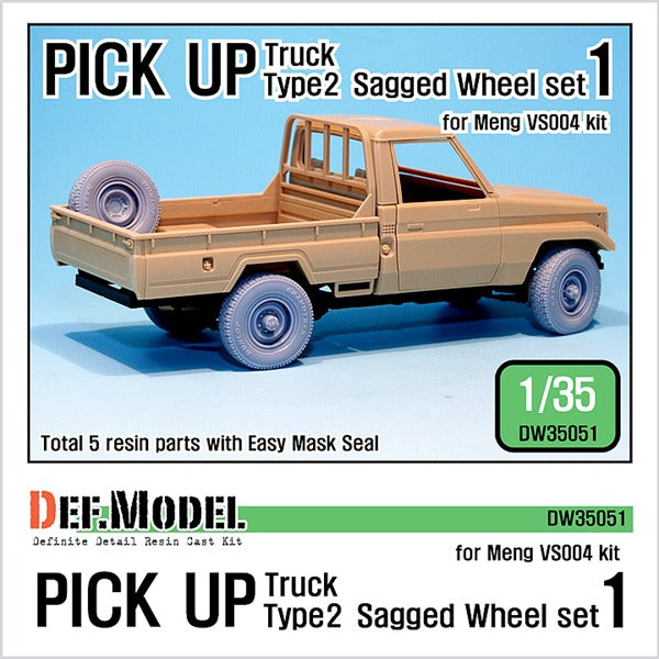 Def Model DW35051 1/35 Pick up truck Type 2 Sagged Wheel set #1