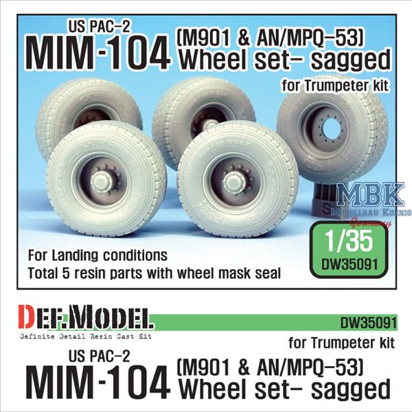 Def Model DW35091 1/35 US M901 & AN/MPQ-53 Trailer Wheel set - Sagged