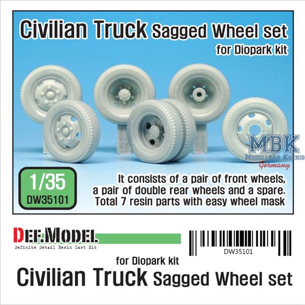 Def Model DW35101 1/35 Civilian truck Sagged Wheel set