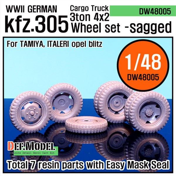 Def Model DW48005 1/48 WW2 German Cargo Truck Kfz.305 Wheel set