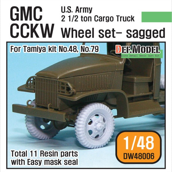 Def Model DW48006 1/48 U.S GMC CCKW Cargo Truck Sagged Wheel set