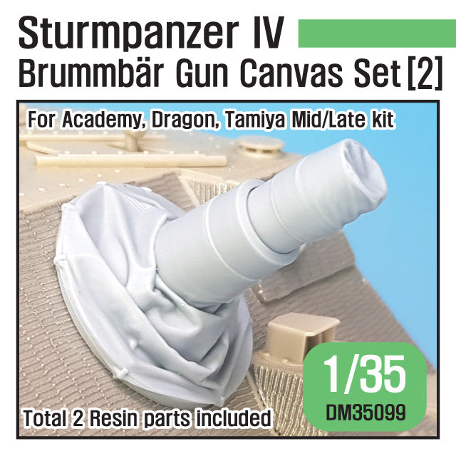 Def Model DM35099 1/35 Sturmpanzer IV Brummbar Mid/Late Canvas Cover Set (2) for Academy, Dragon, or Tamiya kit