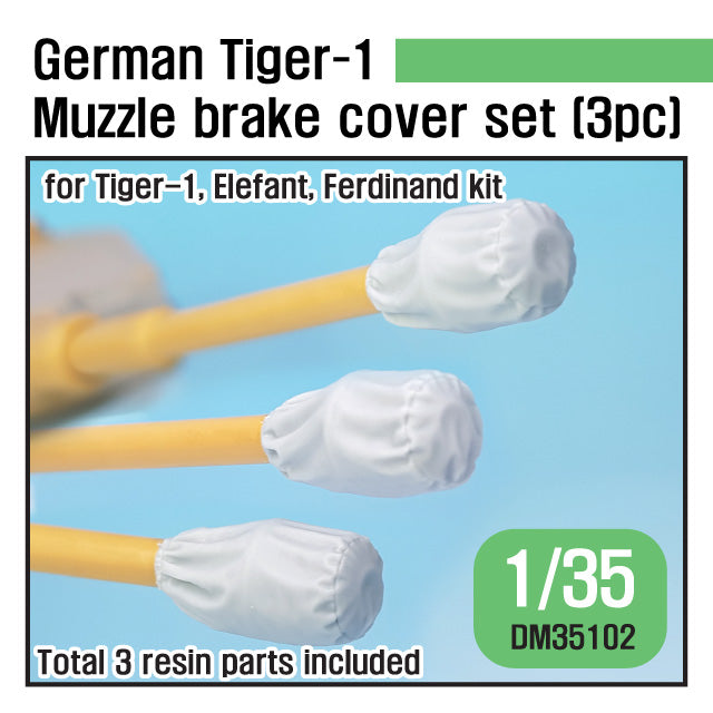 Def Model DM35102 1/35 WWII German Tiger-I Muzzle Brake Canvas Cover Set (3pcs) for Tiger, Elefant, Ferdinand kit