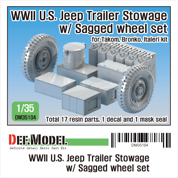 Def Model DM35104 1/35 WWII U.S. Willys Trailer Stowage w/ Sagged wheel set