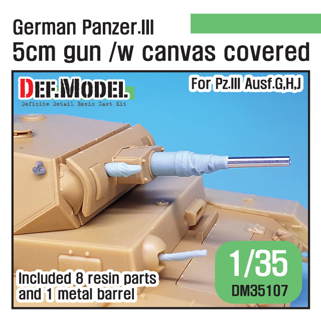 Def Model DM35107 1/35 WWII German Pz.III 5cm barrel with canvas cover (for Ausf.G, H, J)