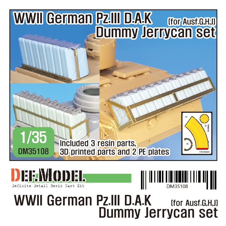 Def Model DM35108 1/35 WWII German Pz.III D.A.K Dummy Jerry can set (for Ausf.G, H, J)