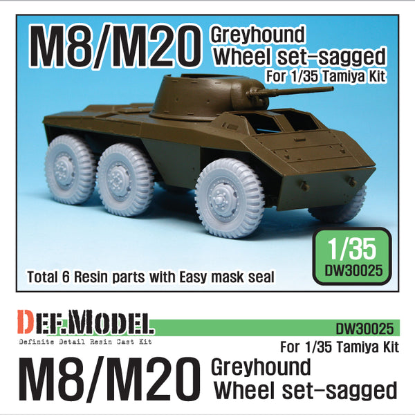 Def Model DW30025 1/35 WW2 U.S. M8/M20 Greyhound Sagged Wheel Set