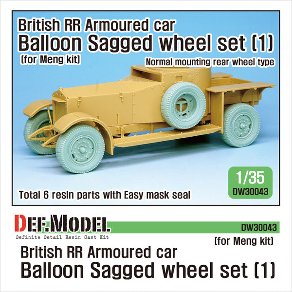 Def Model DW30043 1/35 British RR Armoured car balloon Sagged Wheel set EARLY - 1 for Meng 1/35 kit