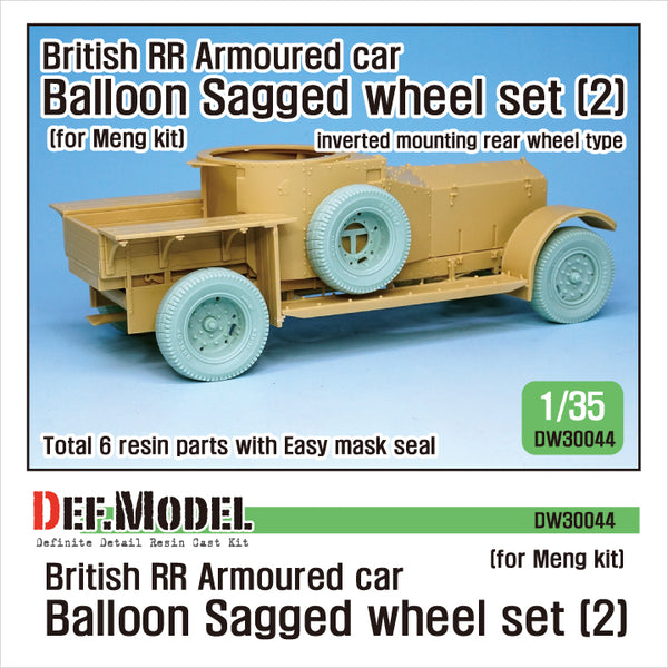 Def Model DW30044 1/35 British RR Armoured car balloon Sagged Wheel set LATE - 1 for Meng 1/35 kit