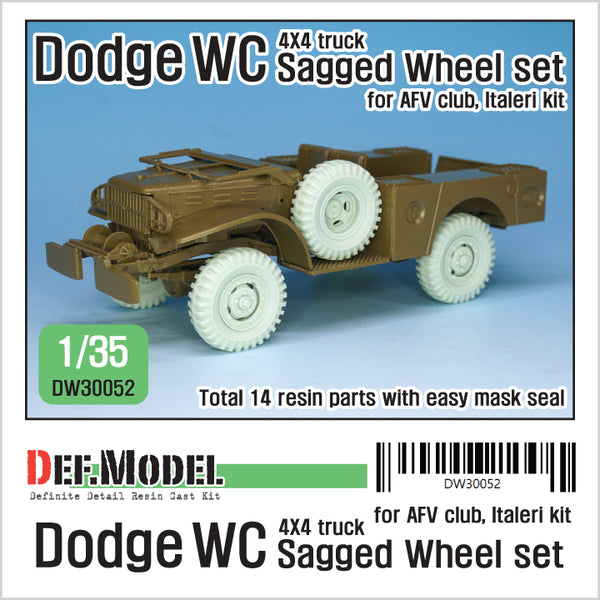 Def Model DW30052 1/35 US Dodge WC 4X4 truck Sagged Wheel set (for AFV Club, Italeri 1/35)