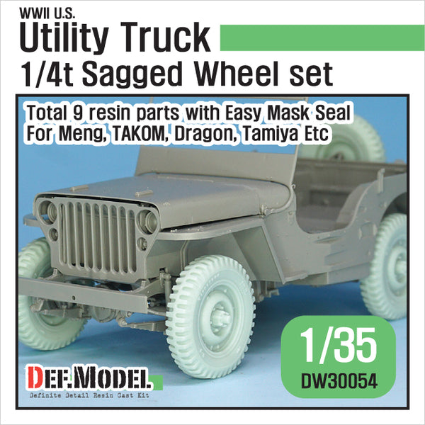 Def Model DW30054 1/35 WW2 US 1/4 ton Utility Truck Wheel set (for 1/35 Meng, Takom kit)