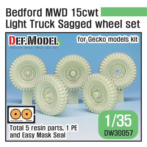 Def Model DW30057 1/35 British Bedford MWD 15cwt Truck Sagged wheel set (for Gecko models)