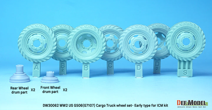 Def Model DW30062 1/35 WW2 US G506(G7107) Cargo Truck wheel set- Early type (for ICM)  DEF Model DW300