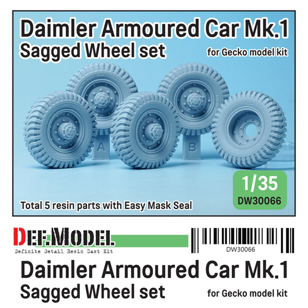 Def Model DW30066 1/35 British Daimler Armoured Car Mk.I Sagged Wheel Set for Gecko Model 1/35