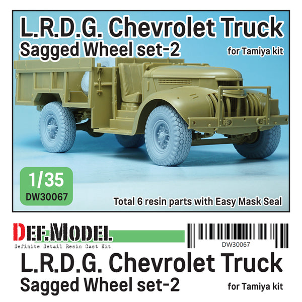 Def Model DW30067 1/35 British L.R.D.G. Chevrolet Truck Sagged Wheel Set (2) for Tamiya 1/35