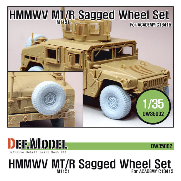Def Model DW35002A 1/35 M1151 HMMWV MT/R Sagged Wheel set- One piece type (for Academy 1/35)