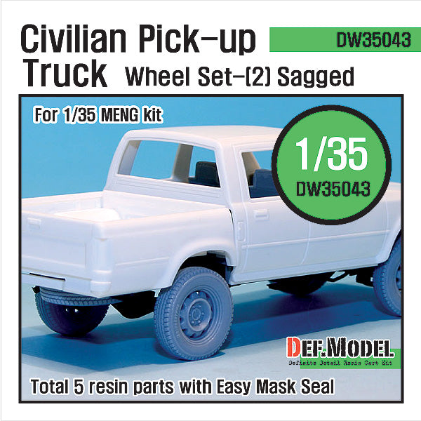 Def Model DW35043 1/35 Civilian Pick up Truck Sagged wheel set 2