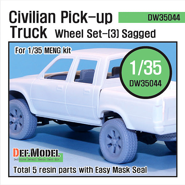 Def Model DW35044 1/35 Civilian Pick up Truck Sagged wheel set 3