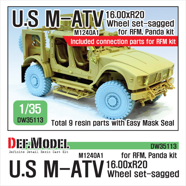 Def Model DW35113 1/35 US M1240A1 M-ATV Sagged Wheel set (for RFM, Panda 1/35)
