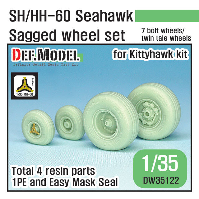 Def Model DW35122 1/35 SH/HH-60 Seahawk Sagged Wheel set (for Kittyhawk 1/35)