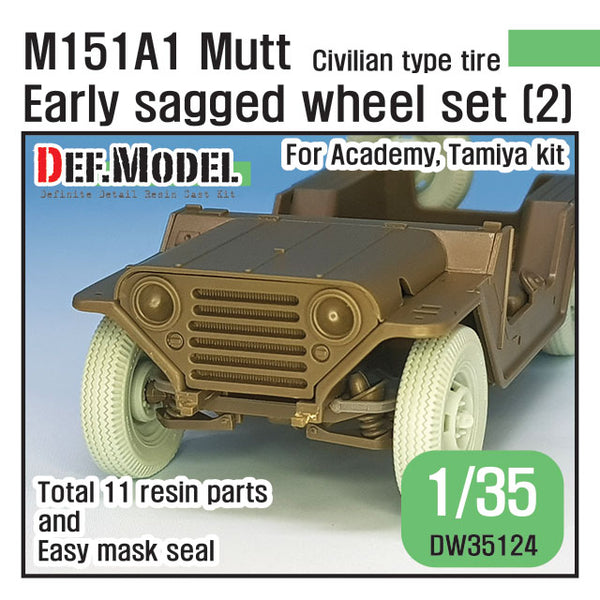 Def Model DW35124 1/35 M151A1 Mutt Jeep Early Sagged Wheel set (2) (for Academy/Tamiya 1/35)