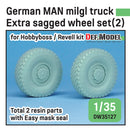 Def Model DW35127 1/35 German Man Mil gl Truck Extra 2ea Sagged Wheel set (2) Continental HCS tires ( for Hobbyboss/Revell 1/35)