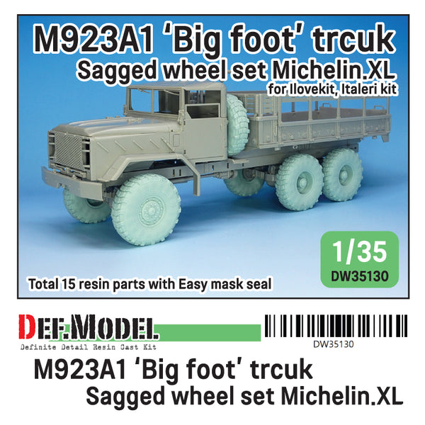 Def Model DW35130 1/35 M923A1 'BIG FOOT' Truck Michelin XL Sagged Wheel set (for Llovekit, Italeri 1/35)