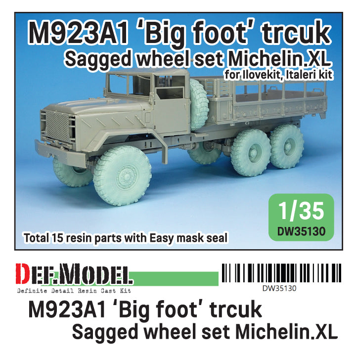 Def Model DW35130 1/35 M923A1 'BIG FOOT' Truck Michelin XL Sagged Wheel set (for Llovekit, Italeri 1/35)