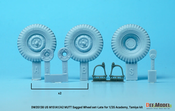 Def Model DW35138 1/35 M151A1/A2 Mutt Jeep Sagged Wheel set (for Academy/Tamiya 1/35)