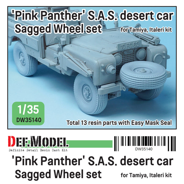 Def Model DW35140 1/35 British S.A.S Land Rover Pink Panther Sagged Wheel Set for Tamiya/Italeri 1/35