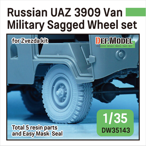 Def Model DW35143 1/35 Russian UAZ 3909 Van Military Sagged Wheel Set for Zvezda 1/35