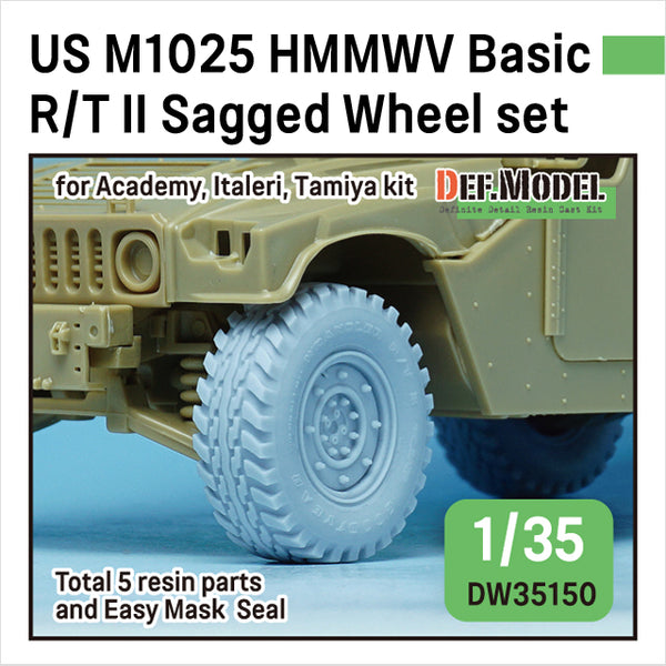 Def Model DW35150 1/35 US M1025 HMMWV Basic R/T II Sagged Wheel Set for Academy, Italeri, Tamiya 1/35