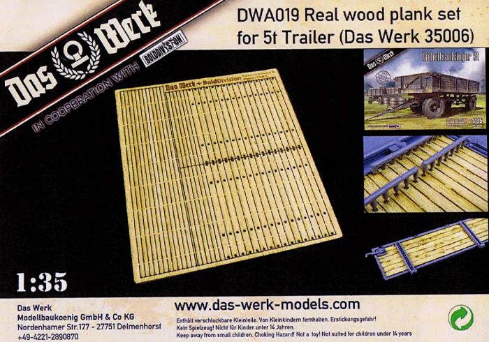 Das Werk A019 1/35 Real Wood Plank Set for 5t Einheitsanhänger