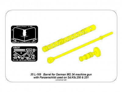 ABER 35L169 1/35 Barrel for German Machine Gun MG34 with Panzerschild