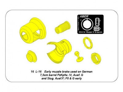 ABER 16L16 1/16 Early Muzzle Brake Used on German 7.5cm Barrel PzKpfw.IV, Ausf.G & StuG. Ausf.F; F8G Early