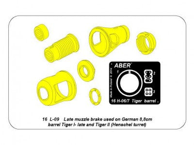 ABER 16L09 1/16 Late Muzzle Brake Used on German 8.8cm Barrel Tiger I - Late & Tiger II (Henschel Turret)