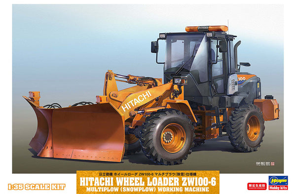 Hasegawa 66102 1/35 Hitachi Wheel Loader ZW100-6 Multiplow Snowplow
