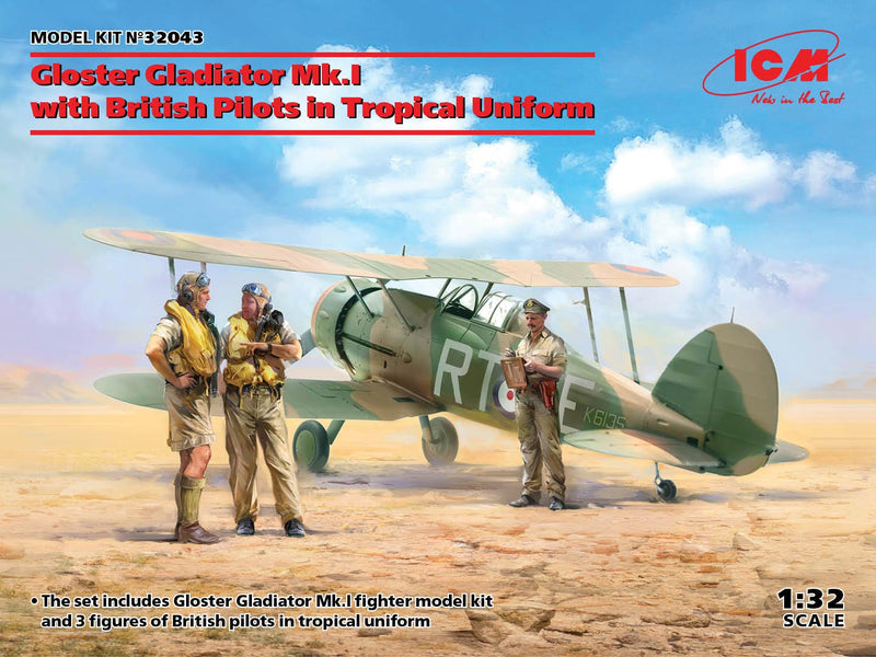 ICM 32043 1/32 Gloster Gladiator Mk.I w/ British Pilots in Tropical Uniforms