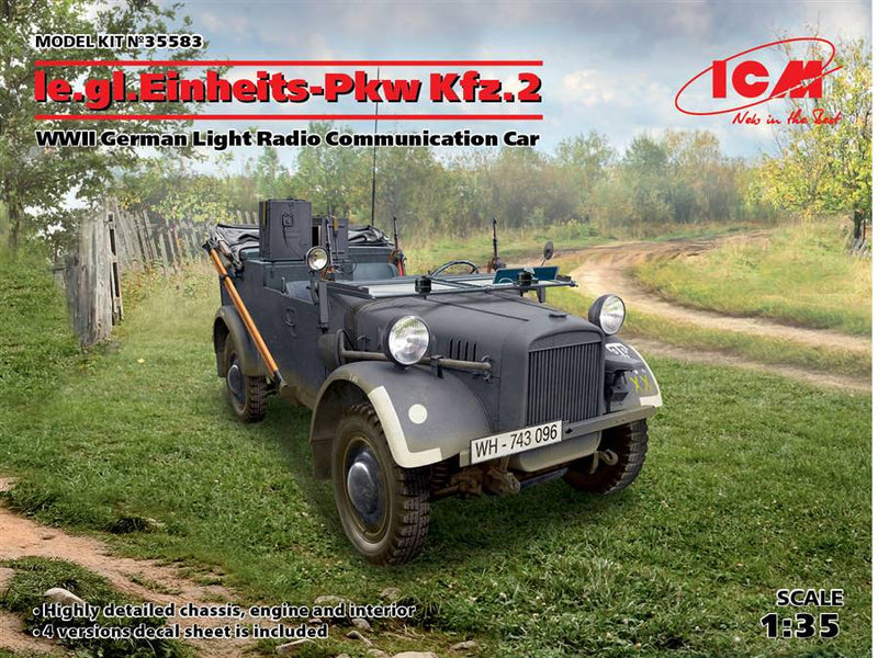 ICM 35583 1/35 Le.gl.Einheits-Pkw Kfz.2 WWII German Light Radio Communication Car