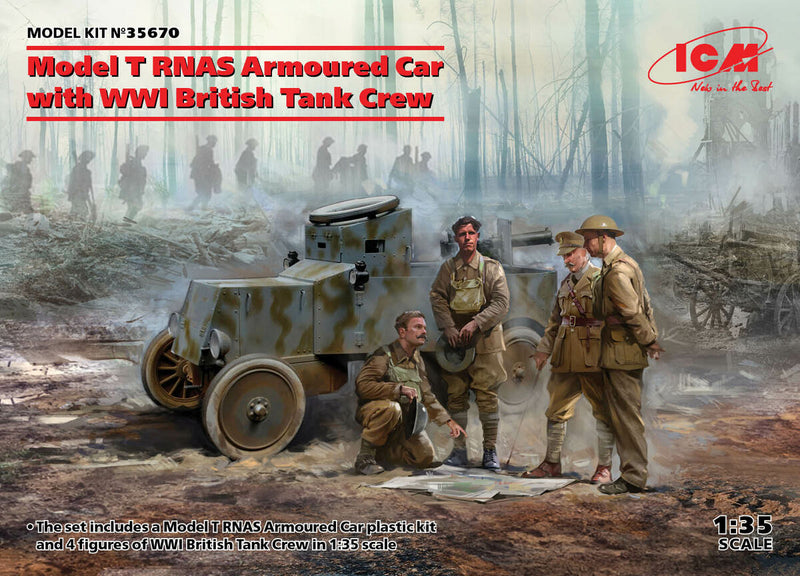ICM 35670 1/35 Model T RNAS Armoured Car + WWI British Tank Crew