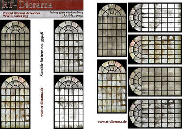 RT DIORAMA 35741 1/35 Printed Accessories: Factory glass windows No.5