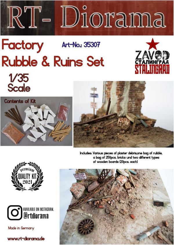 RT DIORAMA 35307 1/35 Factory Rubble & Ruins Set
