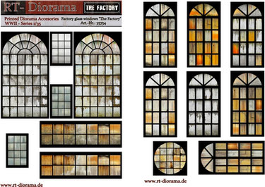 RT DIORAMA 35754 1/35 Printed Accessories: Factory glass windows "The Factory"