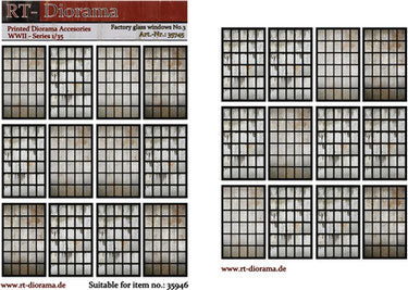 RT DIORAMA 35745 1/35 Printed Accessories: Factory glass windows No.3