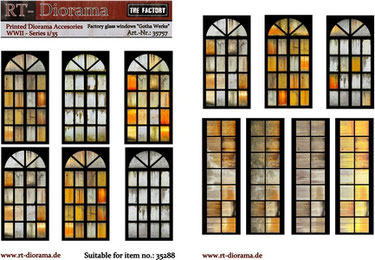 RT DIORAMA 35757 1/35 Printed Accessories: Factory glass windows "Gotha Werke"